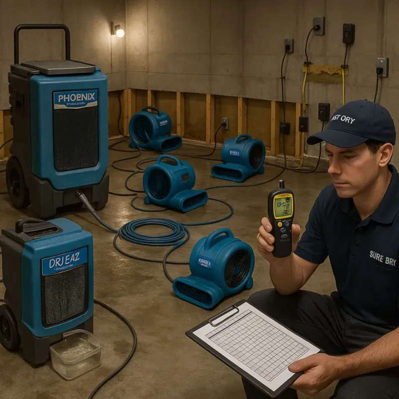 Structural Drying and Dehumidification process in Parks, AZ